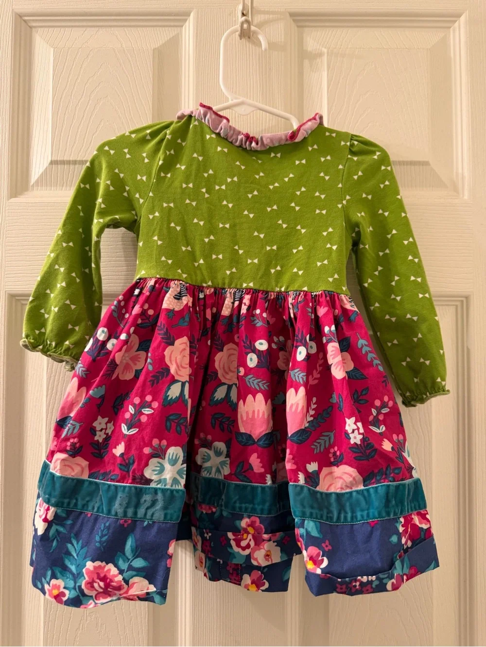 Wildflowers Green and Fuchsia Floral Dress, 18 mo.